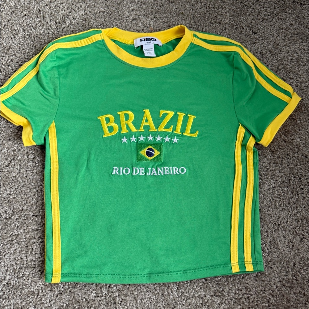 RSQ Brazil women’s crop top jersey t shirt small
